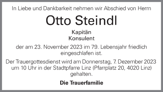 Traueranzeigen Von Otto Steindl Wirtrauern At