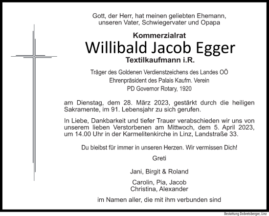 Traueranzeigen Von Willibald Jacob Egger Wirtrauern At