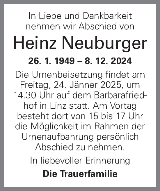 Traueranzeigen Von Heinz Neuburger Wirtrauern At